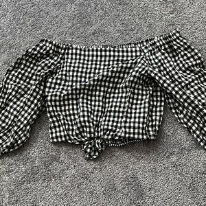 Forever 21 Black and White Checkered Top